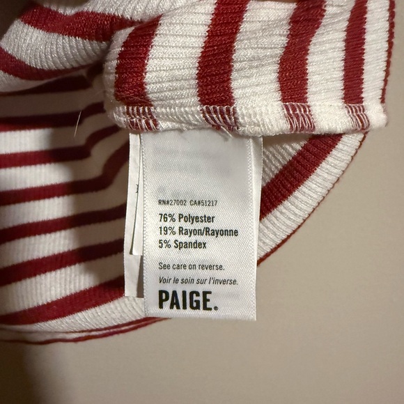 PAIGE Women's Bijou Tee Red and White Striped Top Size Large - Picture 4 of 4